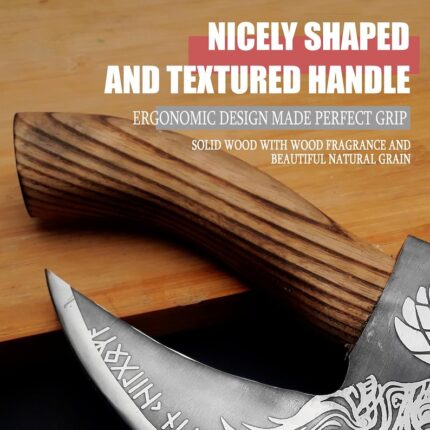 Damascus pizza cutter axe medieval style