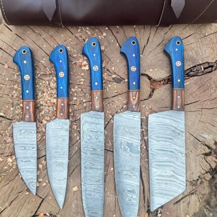 Handmade Damascus Steel Chef Set | Artisan Kitchen Tools