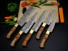 Handmade Damascus steel chef set with wooden handles