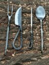 Handmade iron medieval cutlery set twisted handle