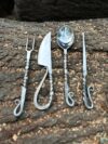 Handmade iron medieval cutlery set twisted handle